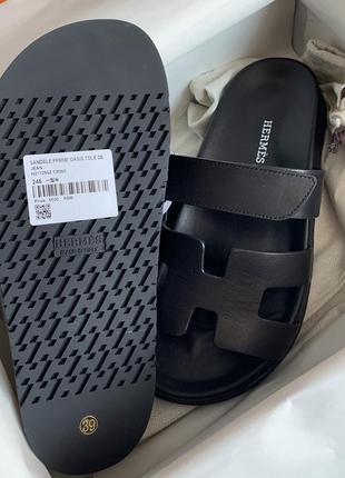 Кожаные шлепанцы в стиле hermès