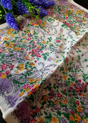 Винтаж! 🌺🌼 100% натуральный шелк эксклюзивный носовой карманный платок платочек цветы паше крепдешин5 фото