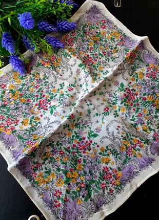 Винтаж! 🌺🌼 100% натуральный шелк эксклюзивный носовой карманный платок платочек цветы паше крепдешин2 фото