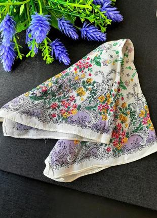 Винтаж! 🌺🌼 100% натуральный шелк эксклюзивный носовой карманный платок платочек цветы паше крепдешин7 фото