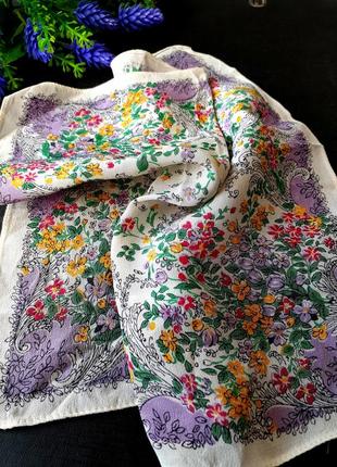 Винтаж! 🌺🌼 100% натуральный шелк эксклюзивный носовой карманный платок платочек цветы паше крепдешин3 фото