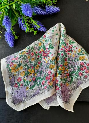Винтаж! 🌺🌼 100% натуральный шелк эксклюзивный носовой карманный платок платочек цветы паше крепдешин4 фото