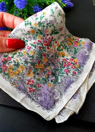 Винтаж! 🌺🌼 100% натуральный шелк эксклюзивный носовой карманный платок платочек цветы паше крепдешин6 фото
