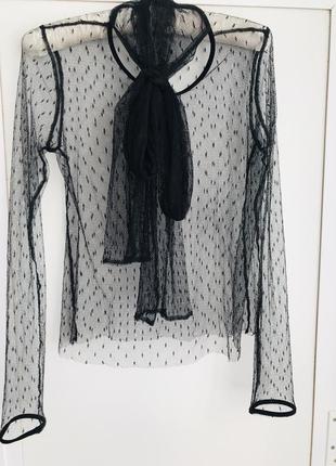 Сітчаста кофтина з бантом і оксамитовою окантовкою