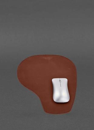 Килимок для мишки "грушка" із натуральної шкіри світло-коричневий crazy horse3 фото