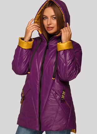 Трендовая женская куртка на весну из стеганой плащевки, для пышных форм3 фото
