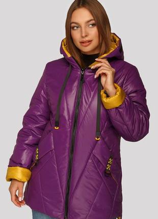 Трендовая женская куртка на весну из стеганой плащевки, для пышных форм1 фото