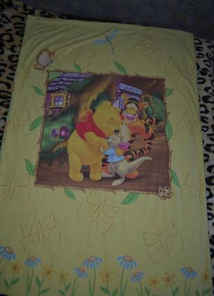 Качественный фирменный полуторный пододеяльник постельное белье детское винни пух дисней