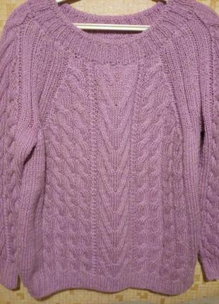Вязаный свитер с аранами1 фото