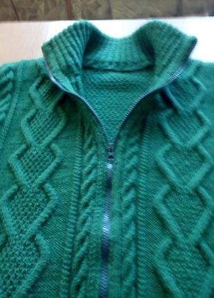 Елегантний чоловічий жакет кофта светр на блискавці з коміром ручна робота6 фото