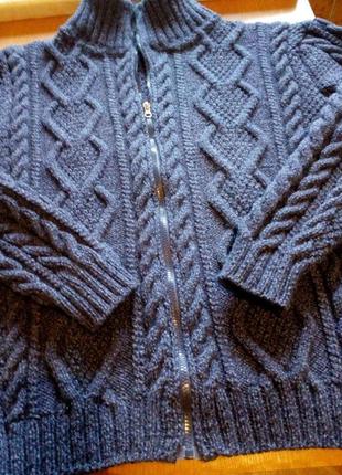 Елегантний чоловічий жакет кофта светр на блискавці з коміром ручна робота