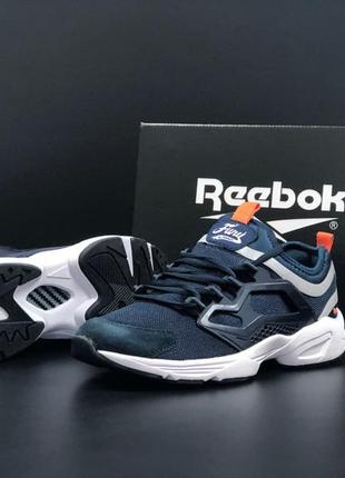 Мужские замшевые, темно синие, стильные кроссовки reebok fury adapt. 41-45 гг. 11729 дш демисезонные