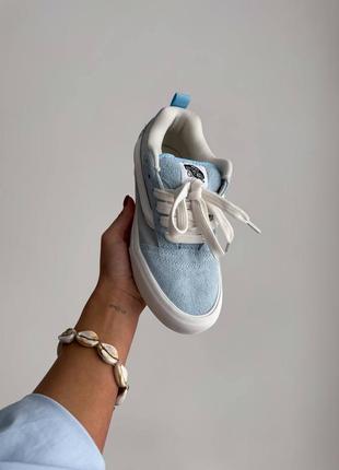 Замшеві кеди vans knu school light blue3 фото