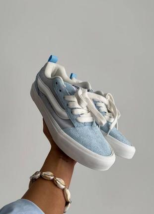 Замшеві кеди vans knu school light blue2 фото