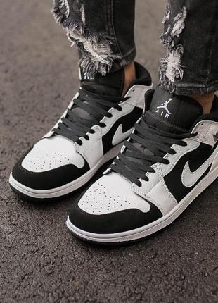 Кроссовки высокие nike air jordan retro 1 black white1 фото