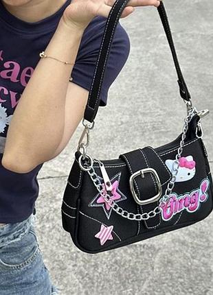 Сумка з ланцюжком та яскравими зірками hello kitty y2k