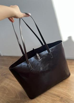 Шоколадна сумка шопер mango1 фото