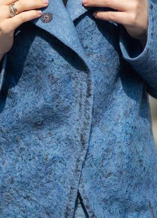 Кардиган із мериносової вовни, валяне літнє пальто "jeans"9 фото