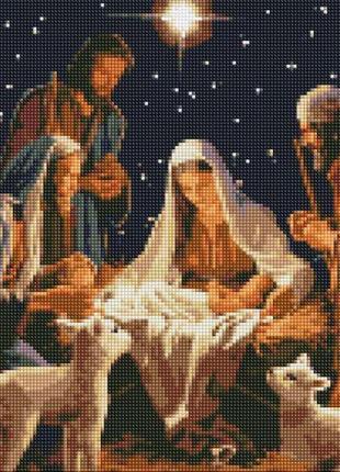 Алмазна мозаїка на підрамнику таинство рождества с голограммными стразами ab ©art_selena_ua ідейка 40х50 см amo7858
