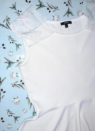 🎁1+1=3 стильная блуза блузка молочного цвета с баской и кружевом papaya, размер 44 467 фото