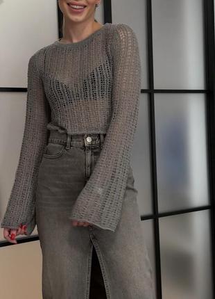 Лонг сетка кроп pull & bear