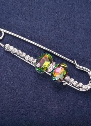 Брошь булавка белые стразы