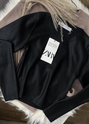 Укороченный топ на длинный рукав водолазка лонгслив zara