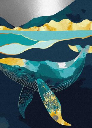Картина за номерами идейка елегантний кит © art_selena_ua 40х50см з металевими фарбами kho6522 набір для розпису за цифрами