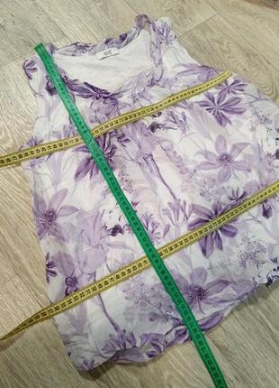 Ніжна повітряна майка топ блуза в квіти в принт з італії шовкова з шовку на підкладці бузкова ipsy2 фото