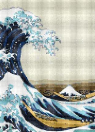 Алмазная мозаика на подрамнике большая волна в канагаве ©кацусика хокусай идейка 40х50 см amo7223