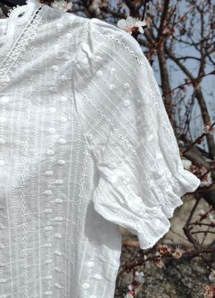 Белая ажурная блуза с прошвой shein4 фото