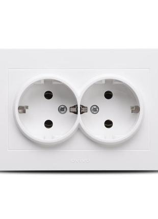 Розетка двойная с заземлением ovivo electric grano белый