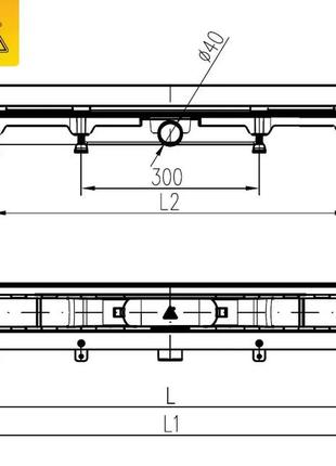 Душевой   канал мсн с вертикальным фланцом, решетка капли, сухой сифон dn40, h65 мм, l750 мм10 фото