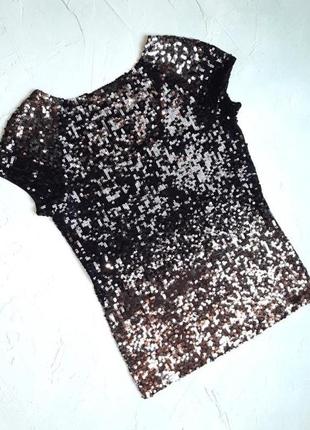 🌿1+1=3 шикарная черная блестящая блуза в пайетках hobbs, размер 44 - 462 фото