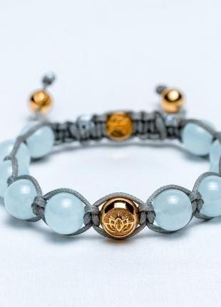 Ніжний жіночий браслет lotus design з напівпрозорим аквамарином і сріблом 925 проби1 фото