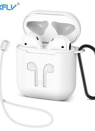 Набір raxfly чохол для навушників airpods 1/2 з карабіном і шнуром-фіксатором (білий)
