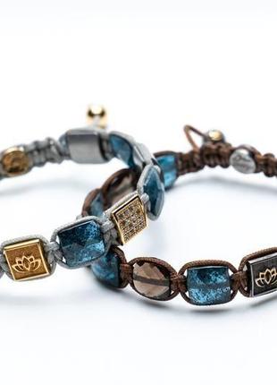 Эксклюзивный женский браслет lotus design с синим кианитом4 фото