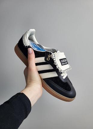 Женские кроссовки adidas samba x walles black white pony