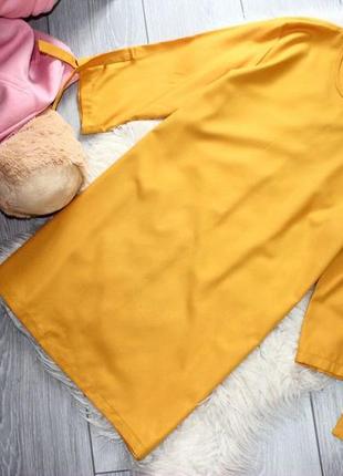 Туника блуза удлиненная / рубашка желто-горчичная с лентами подвязками, l5 фото