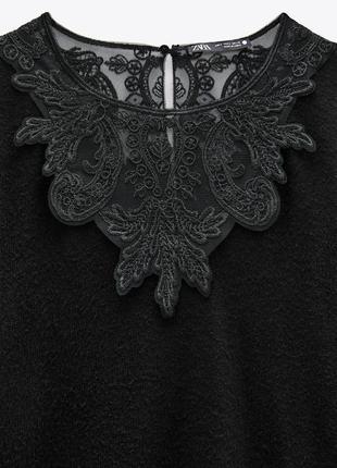 Топ футболка из ткани soft-touch кружево zara из новых коллекций /6182/2 фото