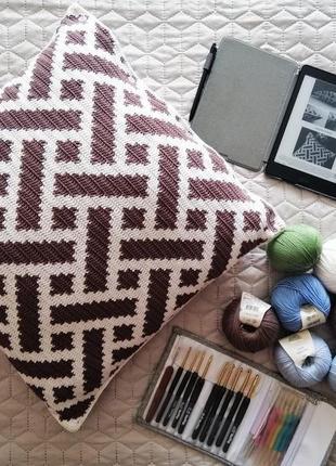 Декоративна подушка, подушка crochet, чохол на подушку, в'язана подушка, подушка інтер'єрна4 фото