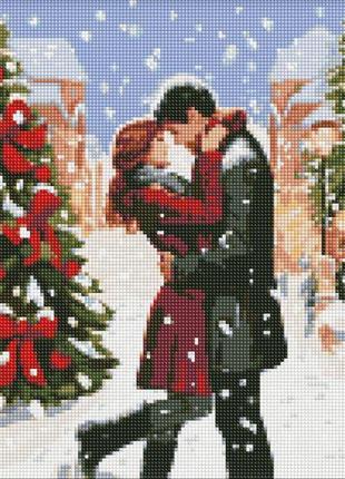 Алмазна мозаїка на підрамнику зимняя романтика с голограммными стразами ab ©art_selena_ua ідейка 30х40 см amo7823