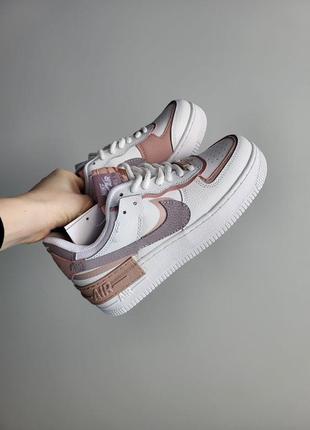 Женские кроссовки nike air force 1 shadow white brown