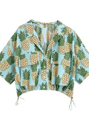 Zara pineapple print crop top кроп топ в стиле оверсайз из новых коллекций /473/1 фото