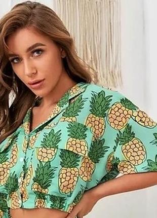 Zara pineapple print crop top кроп топ в стиле оверсайз из новых коллекций /473/