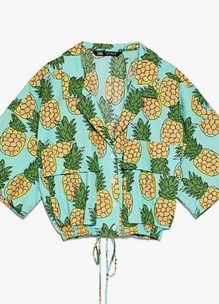 Zara pineapple print crop top кроп топ в стиле оверсайз из новых коллекций /473/3 фото