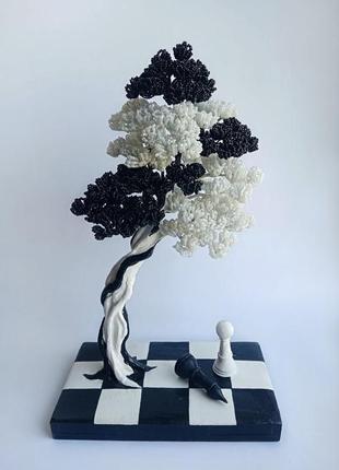 Шахматное дерево из бисера1 фото
