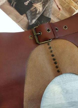 Пояс гартер баска коричневый мегастильный корсет-гартер из натуральной итальянской кожи5 фото