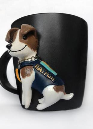 Чашка с декором из полимерной глины пес патрон
