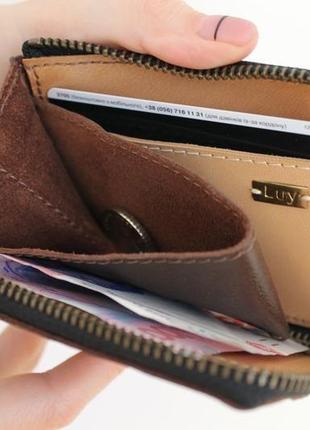 Шкіряний гаманець на блискавці (тревелер)